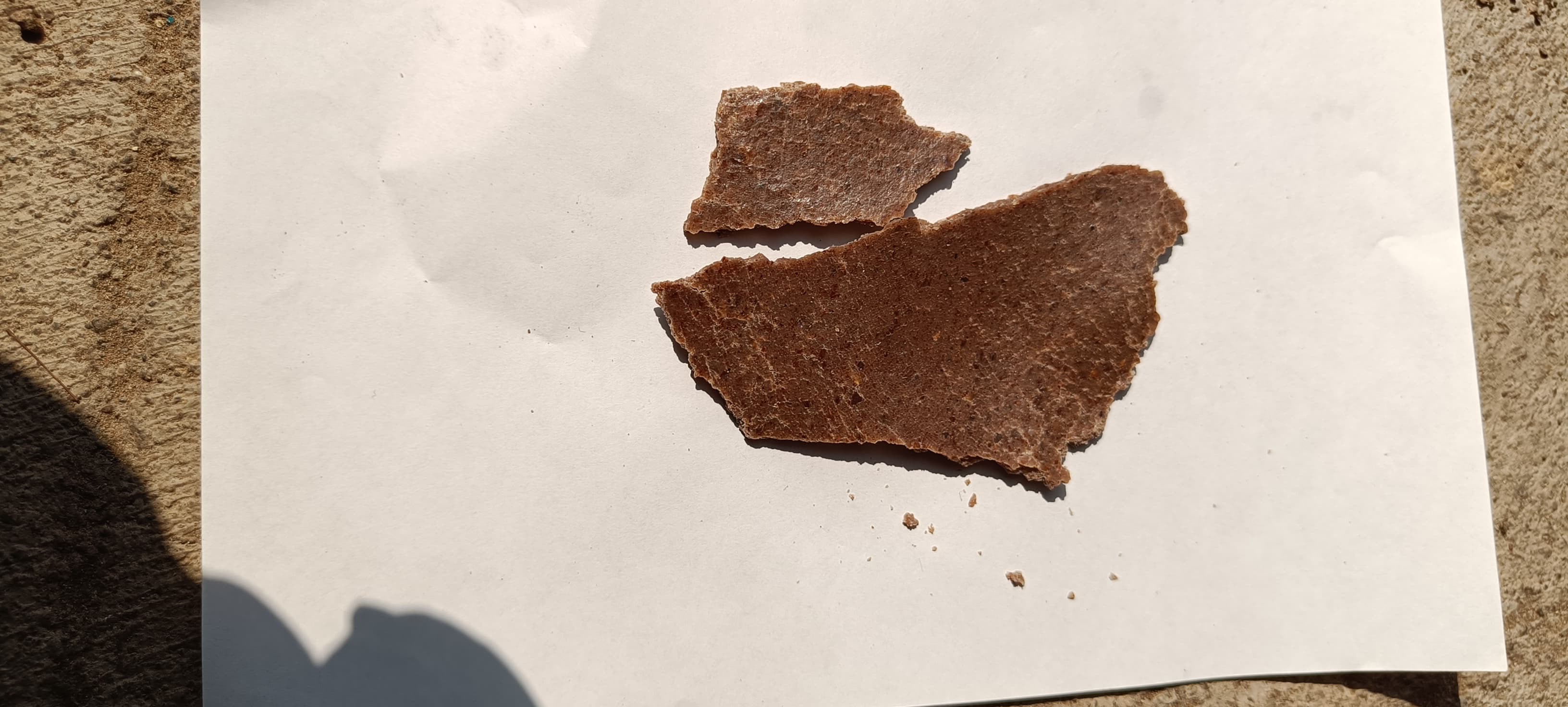 Product slab samples on paper